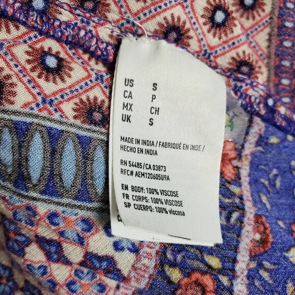 American Eagle Boho Cold Shoulder Patchwork Mini Dress Size S - Picture 7 of 8